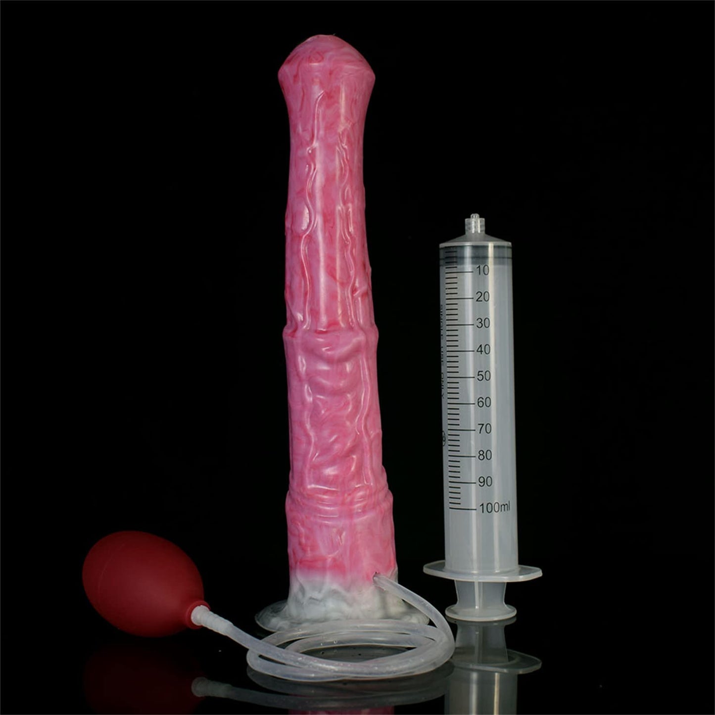 +7sueflly 11.22'' Huge Horse Dildo, Lifelike Animal Ejaculating Dildo, Silicone Squirting Dildo with Suction Cup, Flexible Dildo Adult Sex Toy for Couples (Red)