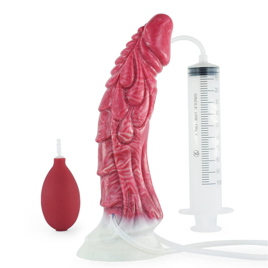 +7sueflly 9.05'' Liquid Silicone Dildo Squirting Dildo, Realistic Animal Ejaculating Dildo with Strong Suction Cup, Monster Dildo Anal Dildo Sex Toy, Women Dildo Adult Sex Toy, Red