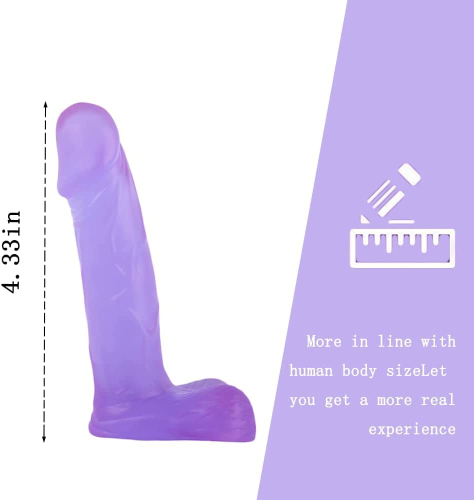 4 Inch Silicone Realistic Mini Dildo,Beginner Anal Plug,Soft Dildo with Curved Shaft and Balls,Sex Toy Women Men Couples.Experience Multi-Purpose Mini Style (Purple) - Image 4