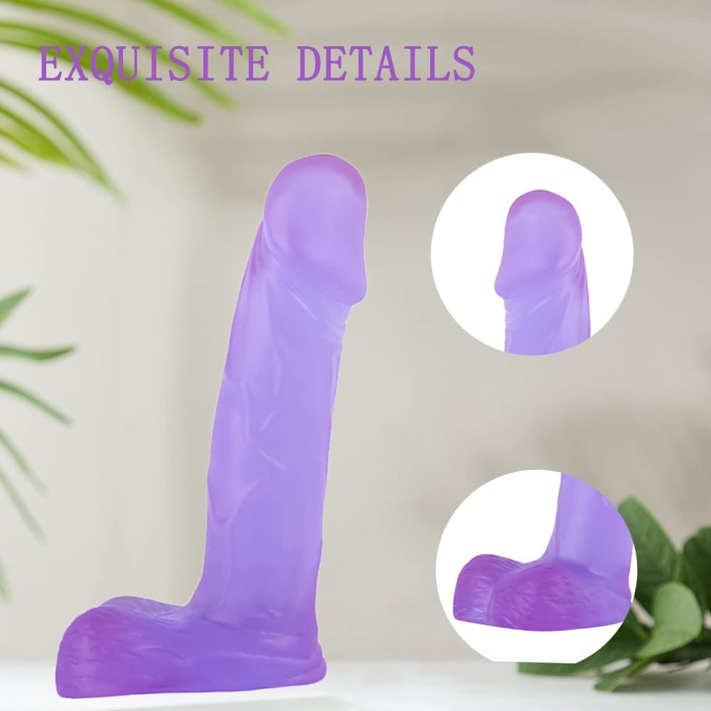 4 Inch Silicone Realistic Mini Dildo,Beginner Anal Plug,Soft Dildo with Curved Shaft and Balls,Sex Toy Women Men Couples.Experience Multi-Purpose Mini Style (Purple) - Image 5