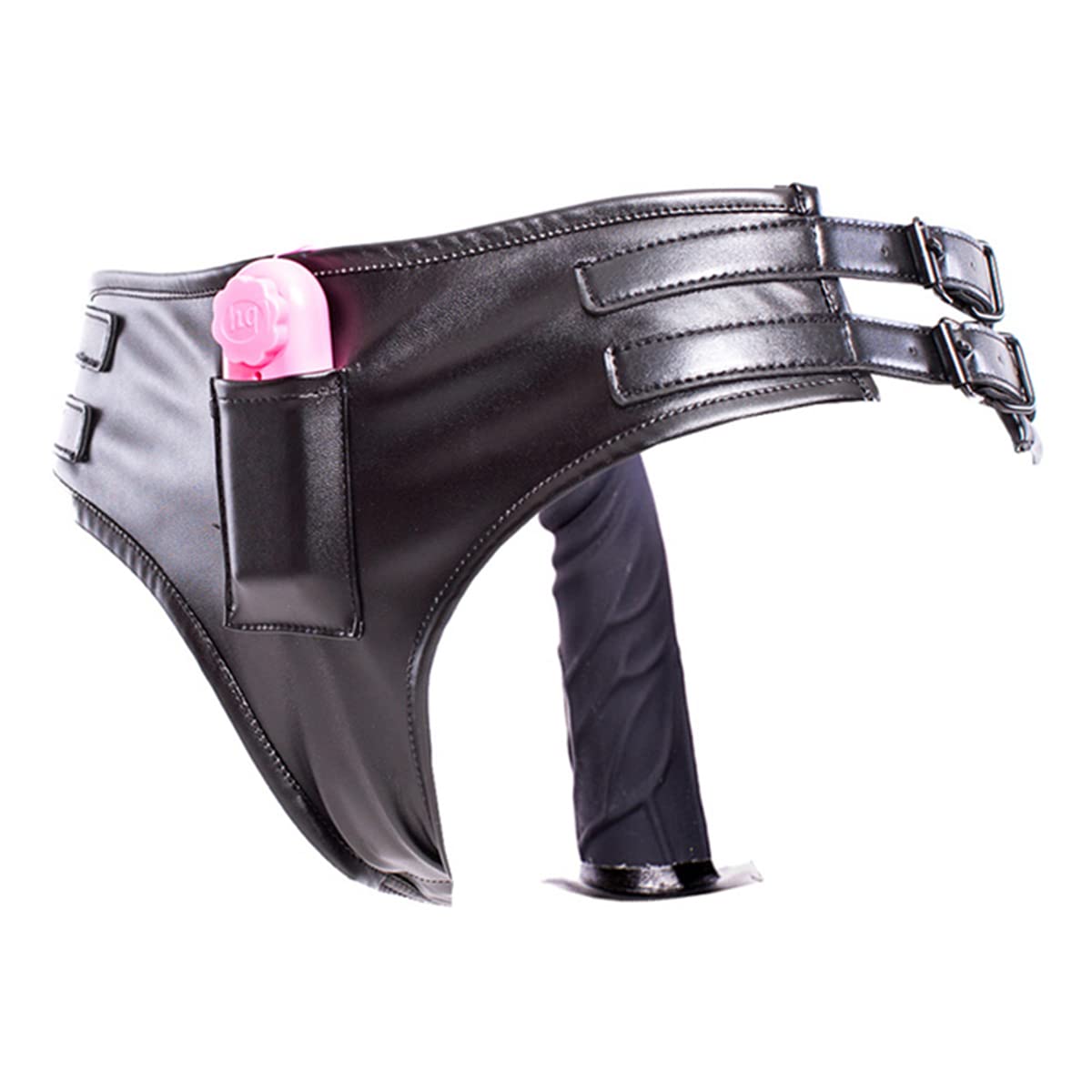 SM Restraint Thicken Leather Panties Silicone Dildo Strap-On Bondage Dildos Fetish Women and Men Masturbation Panties Vaginal Plug Anal Plug Thrust Flirt Toy (Length: 10 cm)