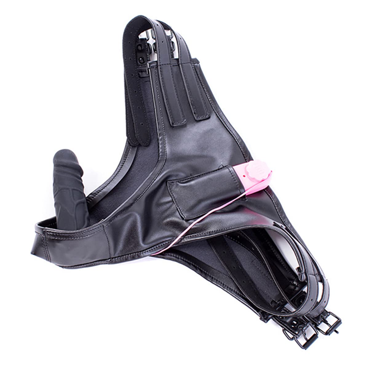 SM Restraint Thicken Leather Panties Silicone Dildo Strap-On Bondage Dildos Fetish Women and Men Masturbation Panties Vaginal Plug Anal Plug Thrust Flirt Toy (Length: 10 cm) - Image 4